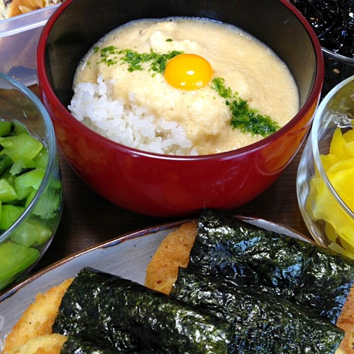 大和芋の磯辺焼き&とろろ飯です☆焼いてもかけても♪